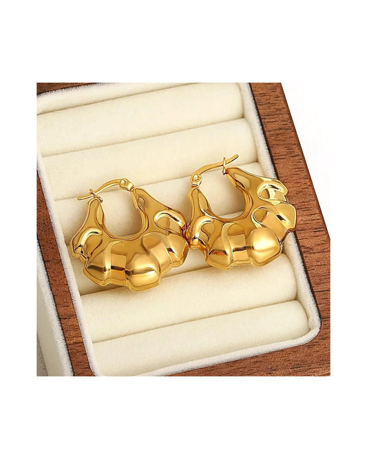 Gold Plated Purse Hoop Earrings - Chic, Lightweight — gold view 3