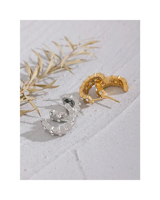 Gold CZ Huggie Earrings — gold view 3