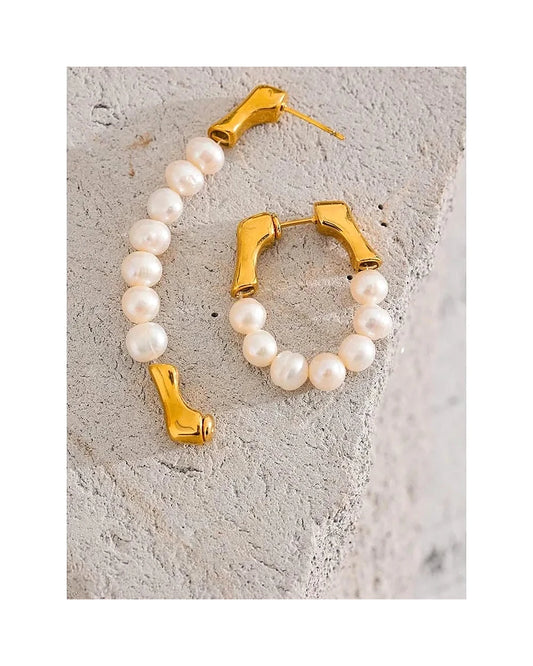 Royal Pearl Hoop Earrings — view 3