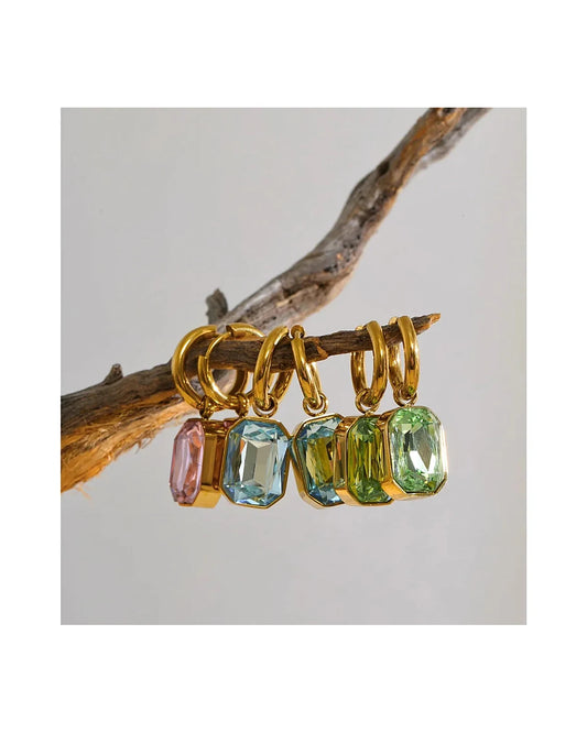 Crystal Drop Huggie Hoop Earrings — view 3