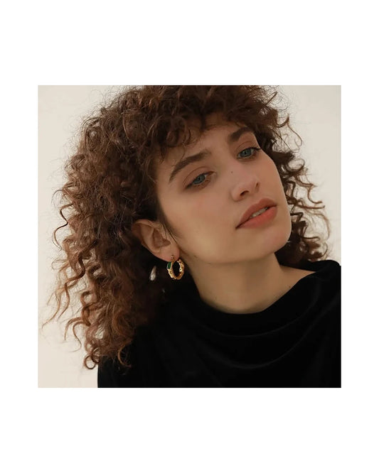 Golden Gem Hoop Earrings — gold view 3