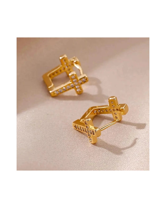 Cross Hoop Earrings — view 3
