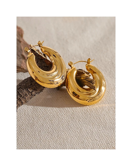 Gold Chunky Hoop Earrings — gold view 3