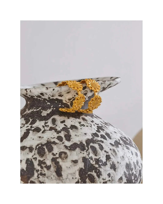 Daisy Hoop Earrings — gold view 3