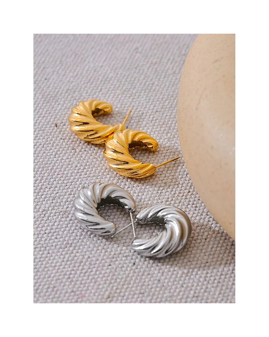 Chunky Twisted Rope Hoop Earrings — view 3