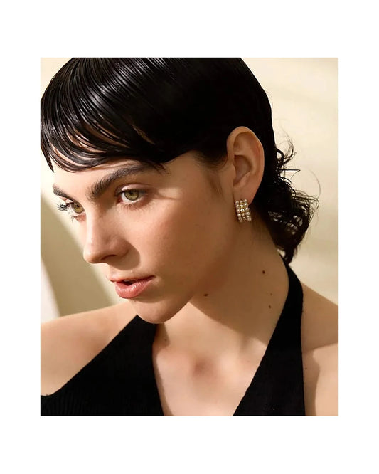 Ornate Pearls Hoop Earrings — gold view 3