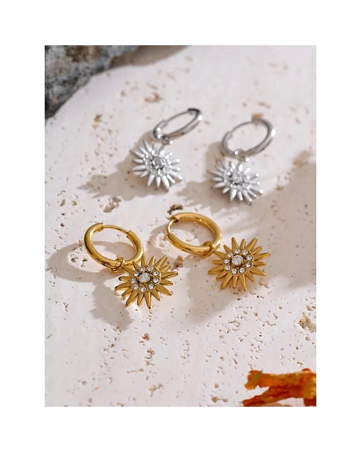 Sun Drop Hoop Earrings - Exquisite Zirconia Sparkle — view 3