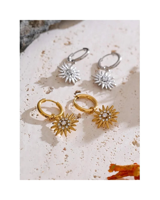 Sun Drop Hoop Earrings - Exquisite Zirconia Sparkle — view 3