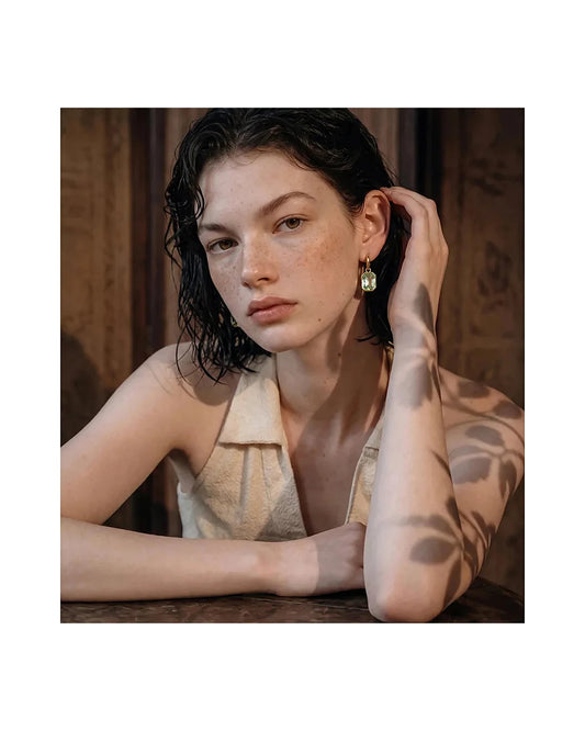 Crystal Drop Huggie Hoop Earrings — view 4