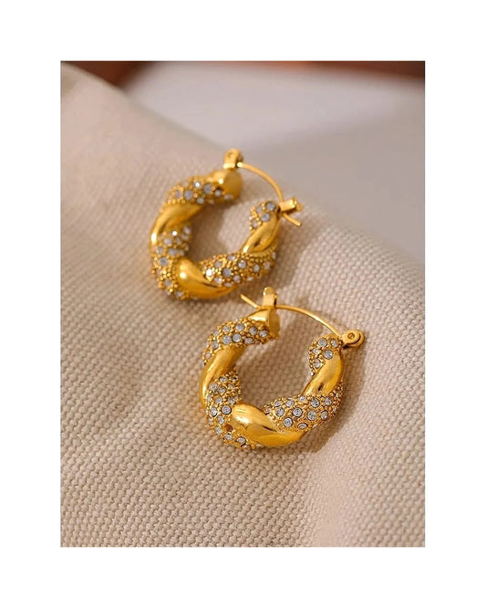 Scrunchie Hoop Earrings — gold view 4