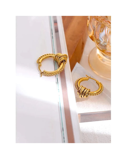 Gold Twisted Rope Hoop Earrings — gold view 4