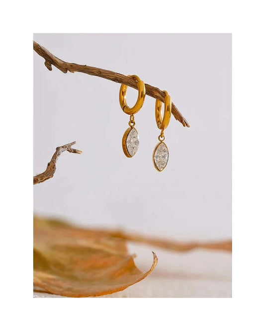 Marquise Cut Dangle Hoop Earrings — view 4