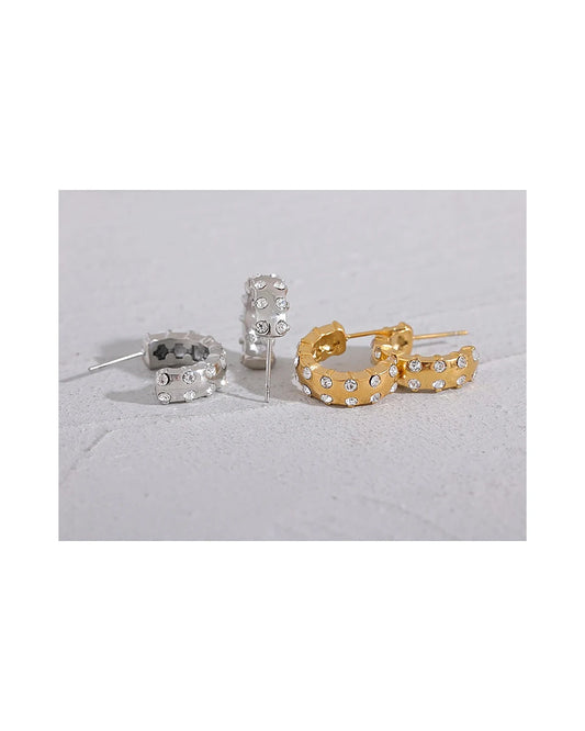 Gold CZ Huggie Earrings — gold view 4