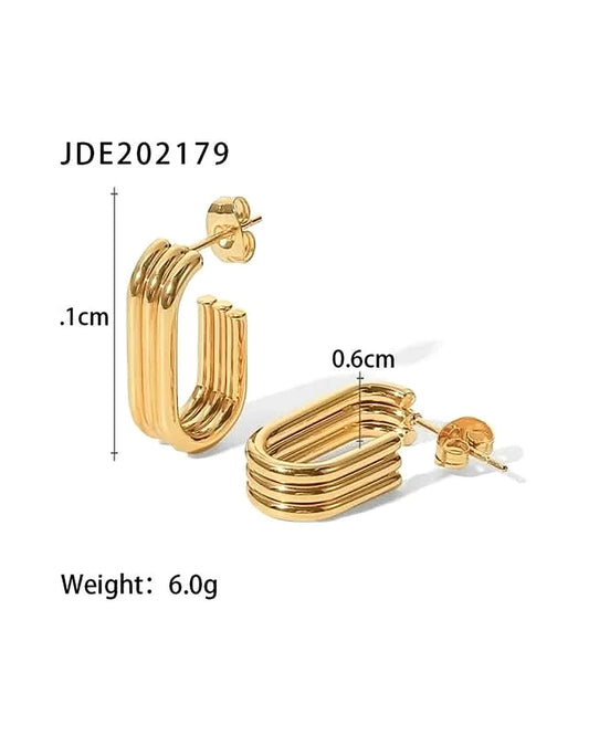 Parallels Hoops Earrings — gold view 4