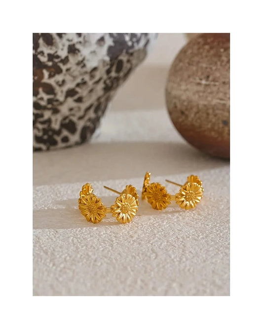 Daisy Hoop Earrings — gold view 4
