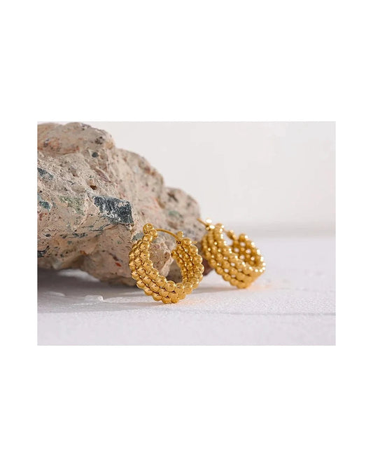 Three Row Gold Hoop Earrings — gold view 4