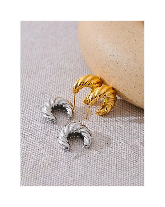 Chunky Twisted Rope Hoop Earrings — view 4