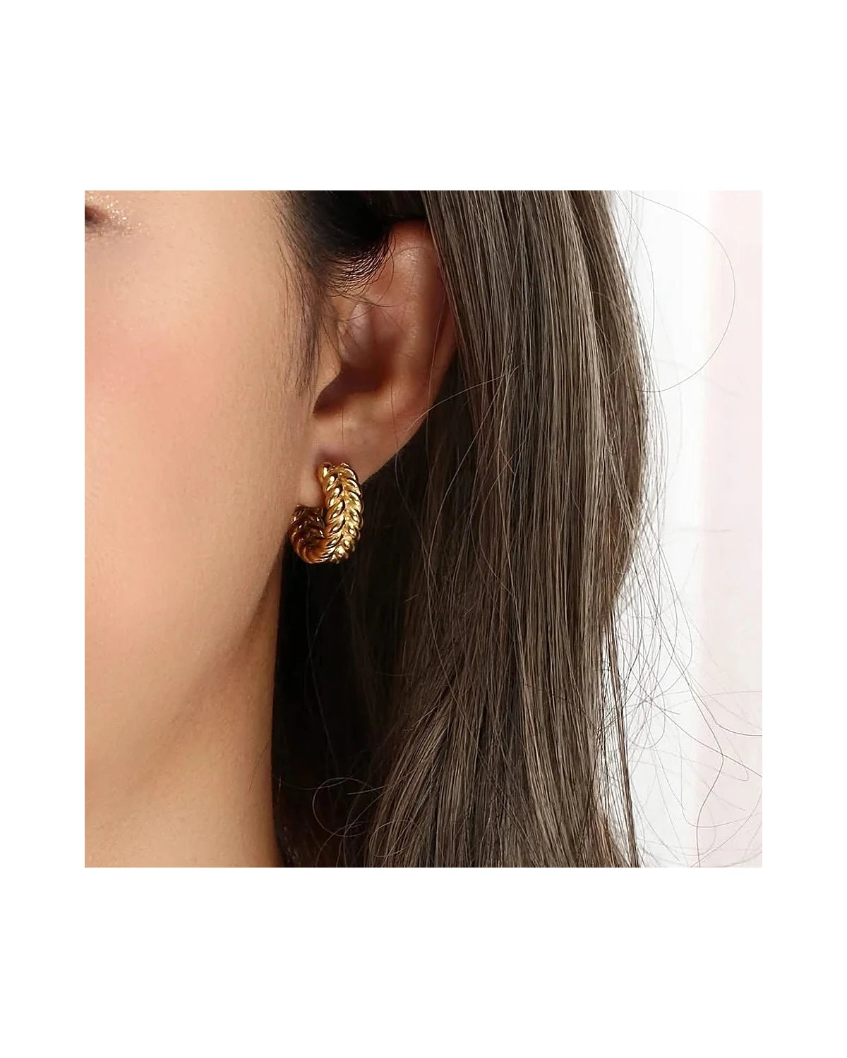 Luxury 18K Gold Funky Hoop Earrings — gold view 4
