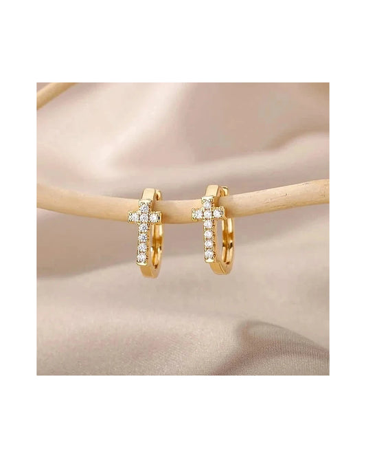 Cross Hoop Earrings — view 4
