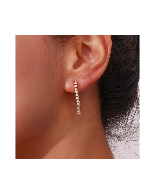 CZ Paved Hoop Earrings — view 4