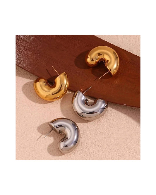 Hypoallergenic Gold and Silver Hoops — gold view 5