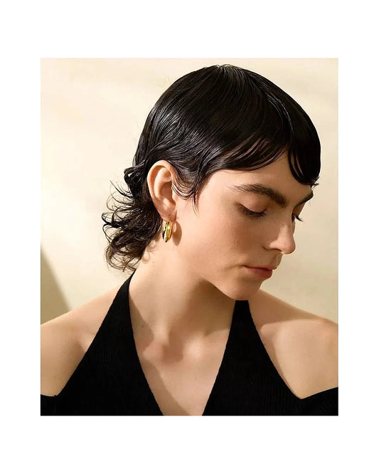 Golden Stainless Steel Hoop Earrings - Trendy Statement Jewelry — gold view 5