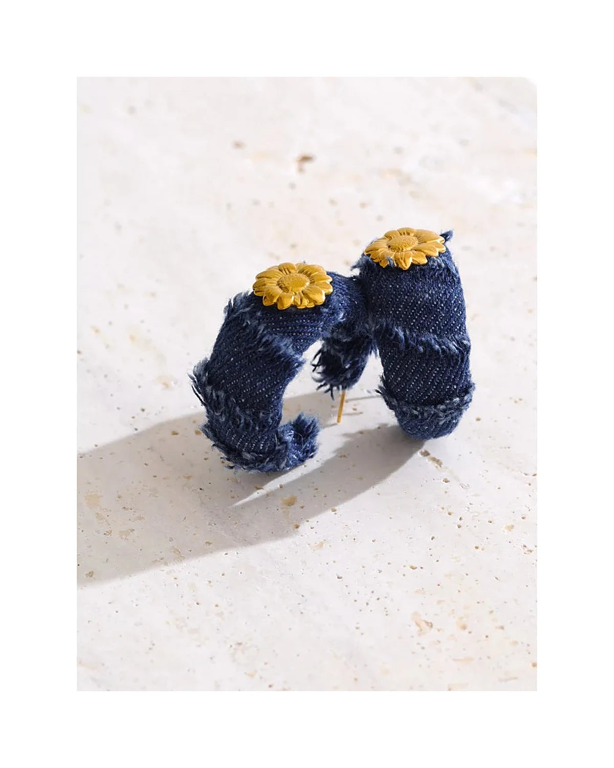Blue Denim Flower Earrings - Trendy Steel Style — view 5