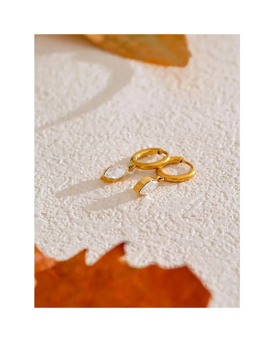 Marquise Cut Dangle Hoop Earrings — view 5