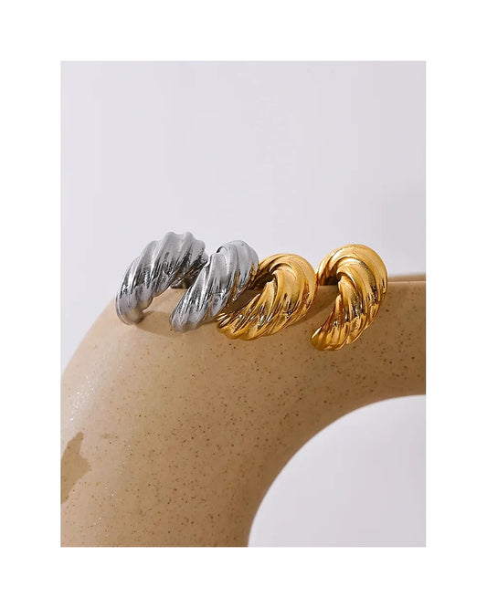 Chunky Twisted Rope Hoop Earrings — view 5