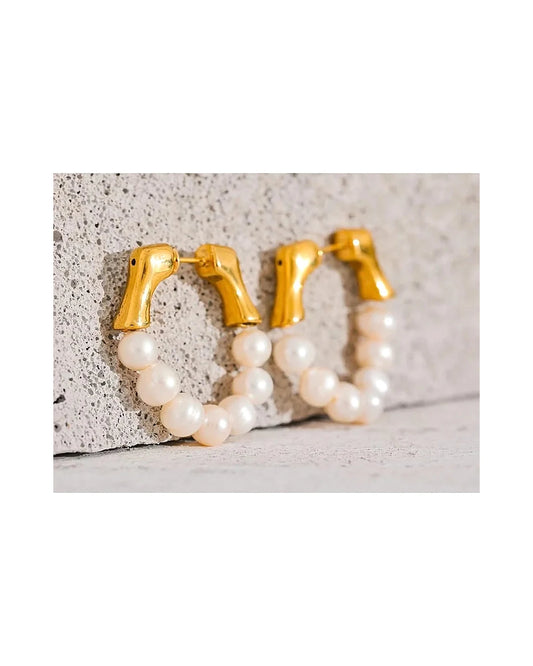 Royal Pearl Hoop Earrings — view 5