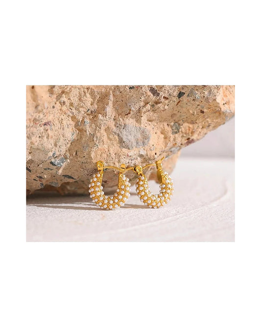Pearl Cascade Hoop Earrings — view 5