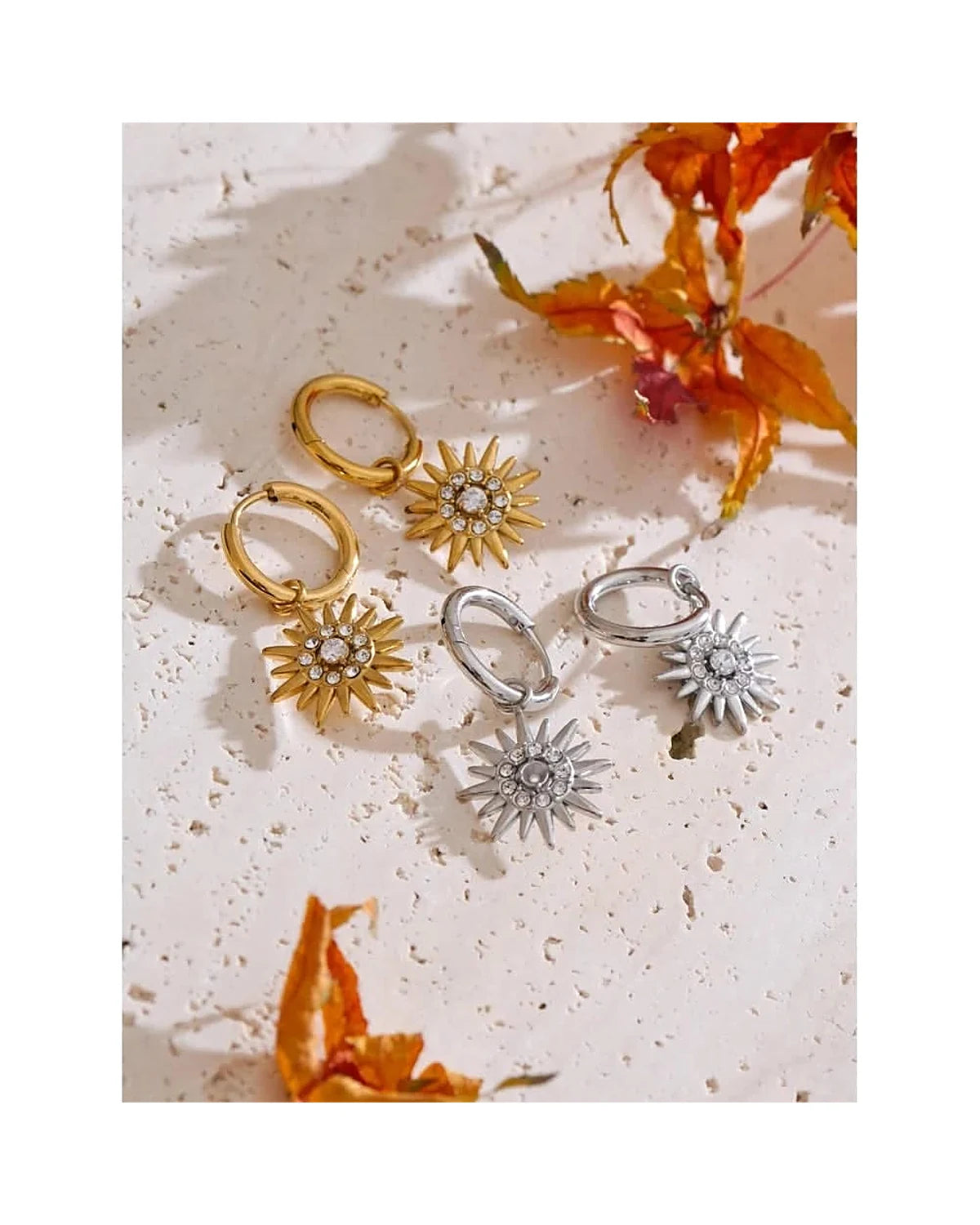 Sun Drop Hoop Earrings - Exquisite Zirconia Sparkle — view 5