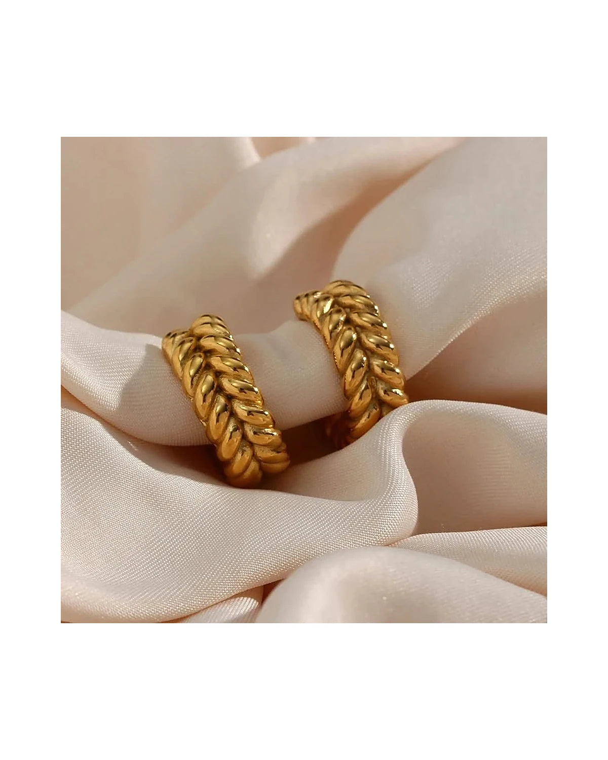 Luxury 18K Gold Funky Hoop Earrings — gold view 5