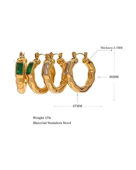 Golden Gem Hoop Earrings — gold view 5