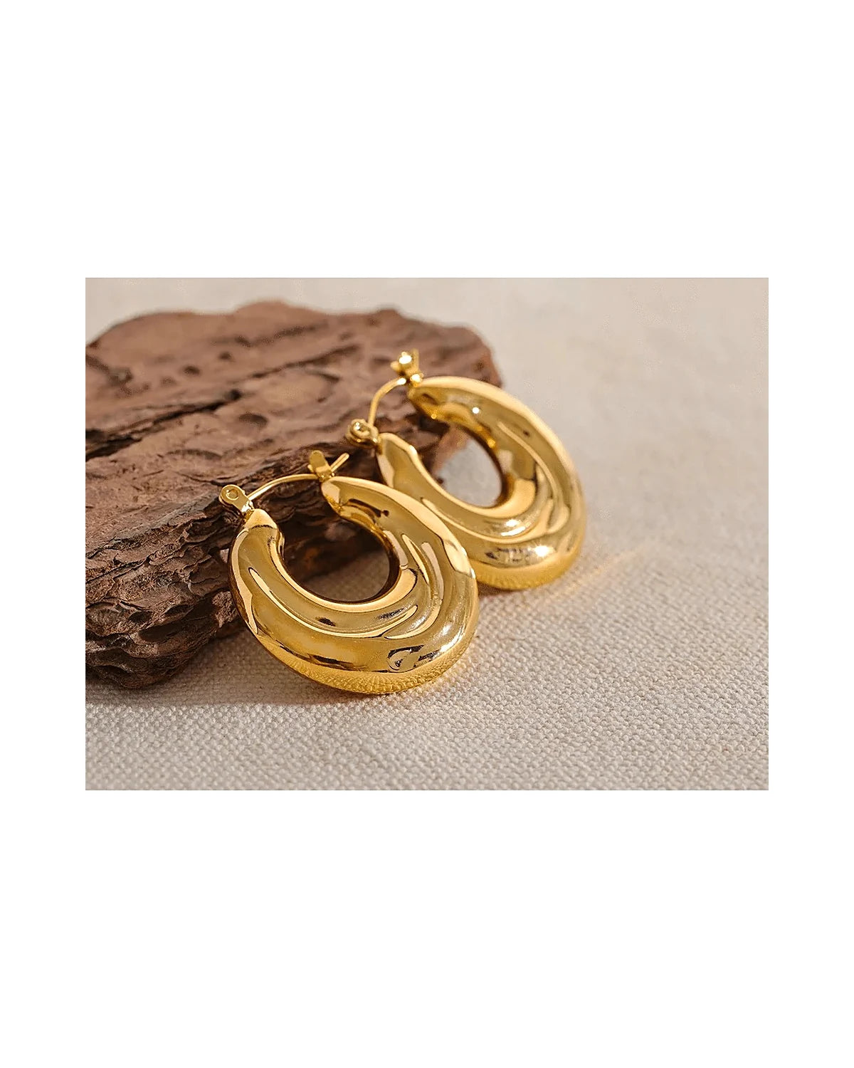 Gold Chunky Hoop Earrings — gold view 5