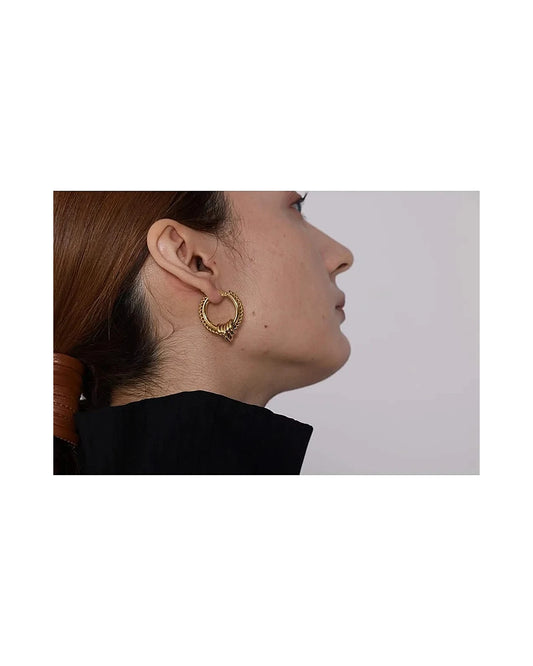 Gold Twisted Rope Hoop Earrings — gold view 5