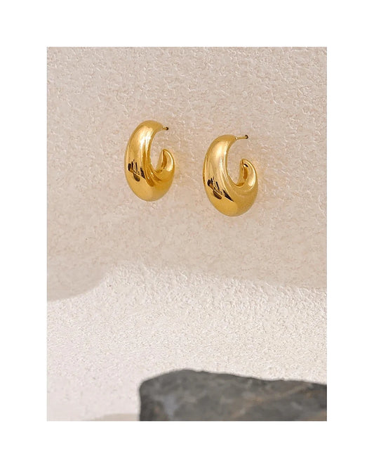 C-Shape Chunky Hoop Earrings — view 5
