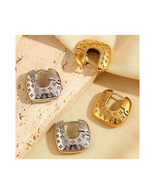 Stainless Steel Square Hoop Earrings — view 5