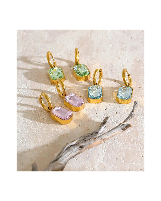 Crystal Drop Huggie Hoop Earrings — view 5