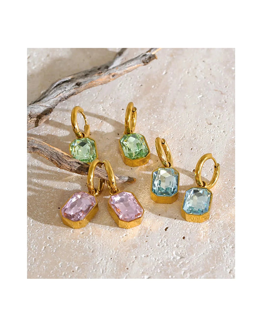 Crystal Drop Huggie Hoop Earrings — view 6