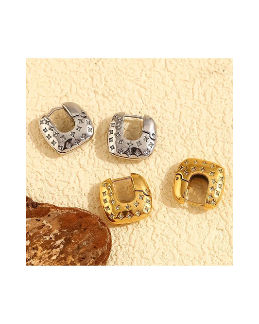 Stainless Steel Square Hoop Earrings — view 6