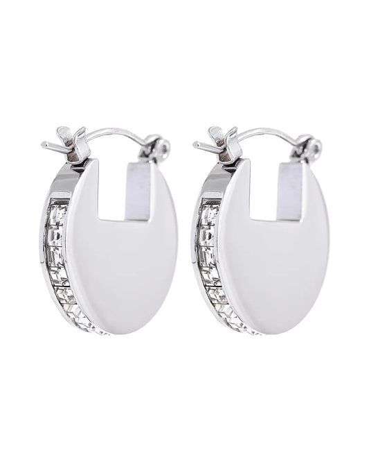 Carved Out Sphere Hoop Earrings — silver view 7