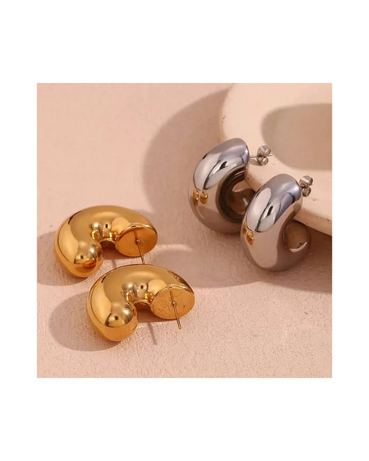 Hypoallergenic Gold and Silver Hoops — gold view 7