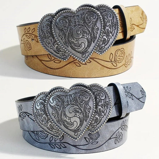 Vintage Double Heart Western Belt