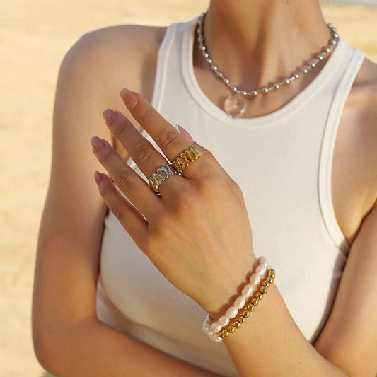 Gold and Silver Vintage Heart Split Ring