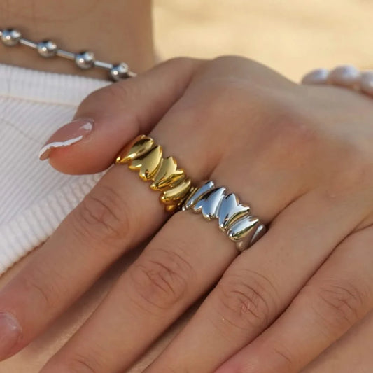 Gold and Silver Vintage Heart Split Ring