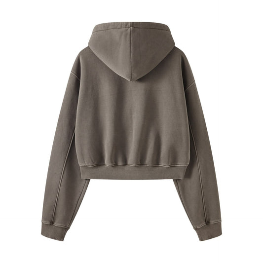 Washed Color Hooded Cardigan Sweater