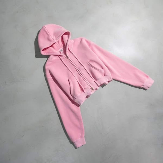 Washed Color Hooded Cardigan Sweater