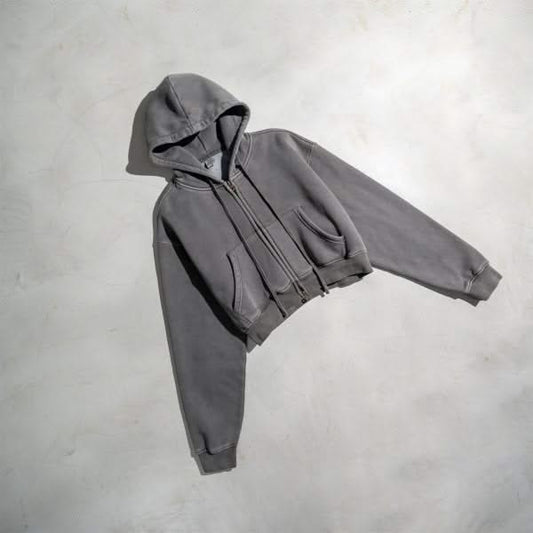 Washed Color Hooded Cardigan Sweater