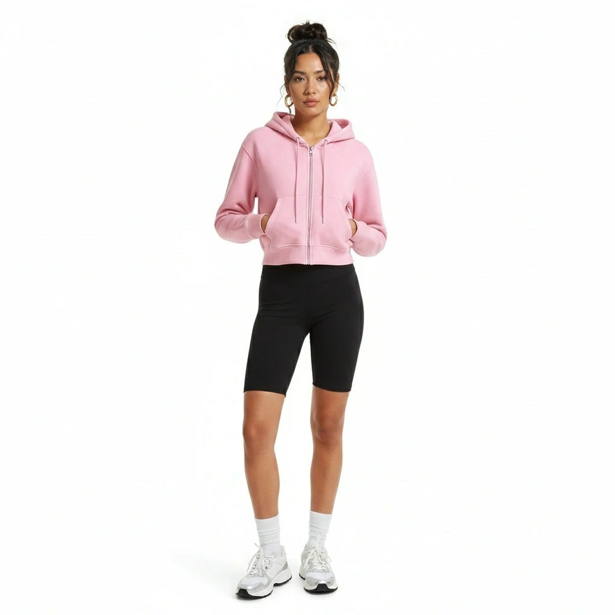 Washed Zipper Cardigan Jacket — pink front